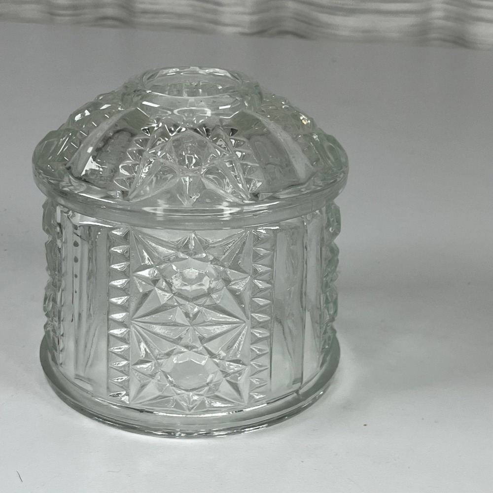 Vintage Clear Pressed Glass Fairy Lamp Shade Only Starburst Diamond 4 Inch - Picture 10 of 10